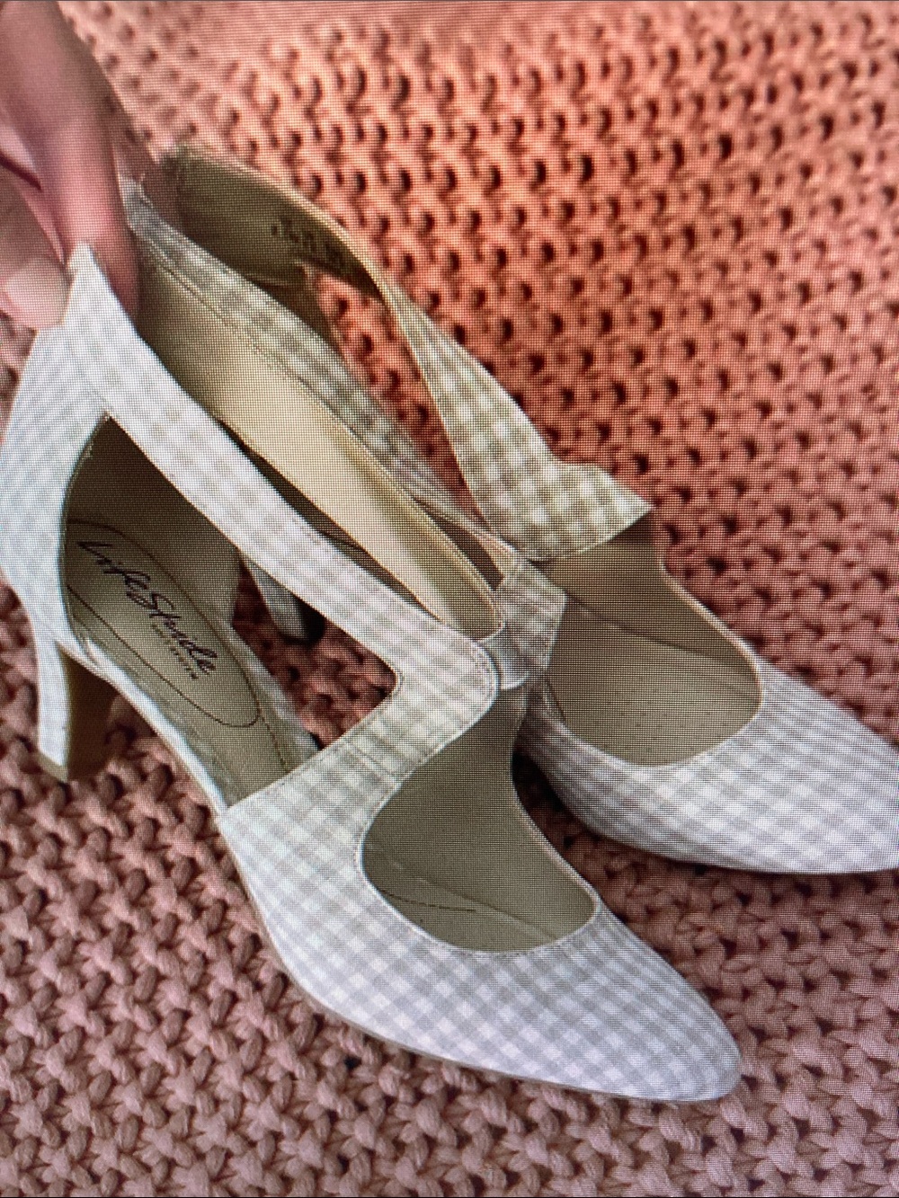 Lifestride Cream Gingham Mary Jane Pumps